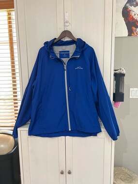 Eddie Bauer Sport Men's Blue Lightweight Hooded Windbreaker Jacket XL